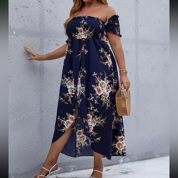 Boho floral print shirred high low dress - Picture 5 of 13